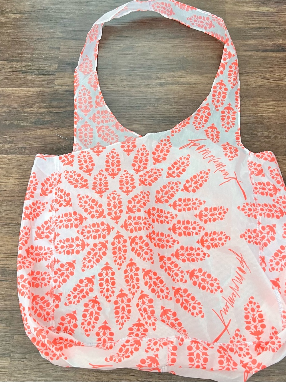 Free People Coral and White Floral-Pattern Tote